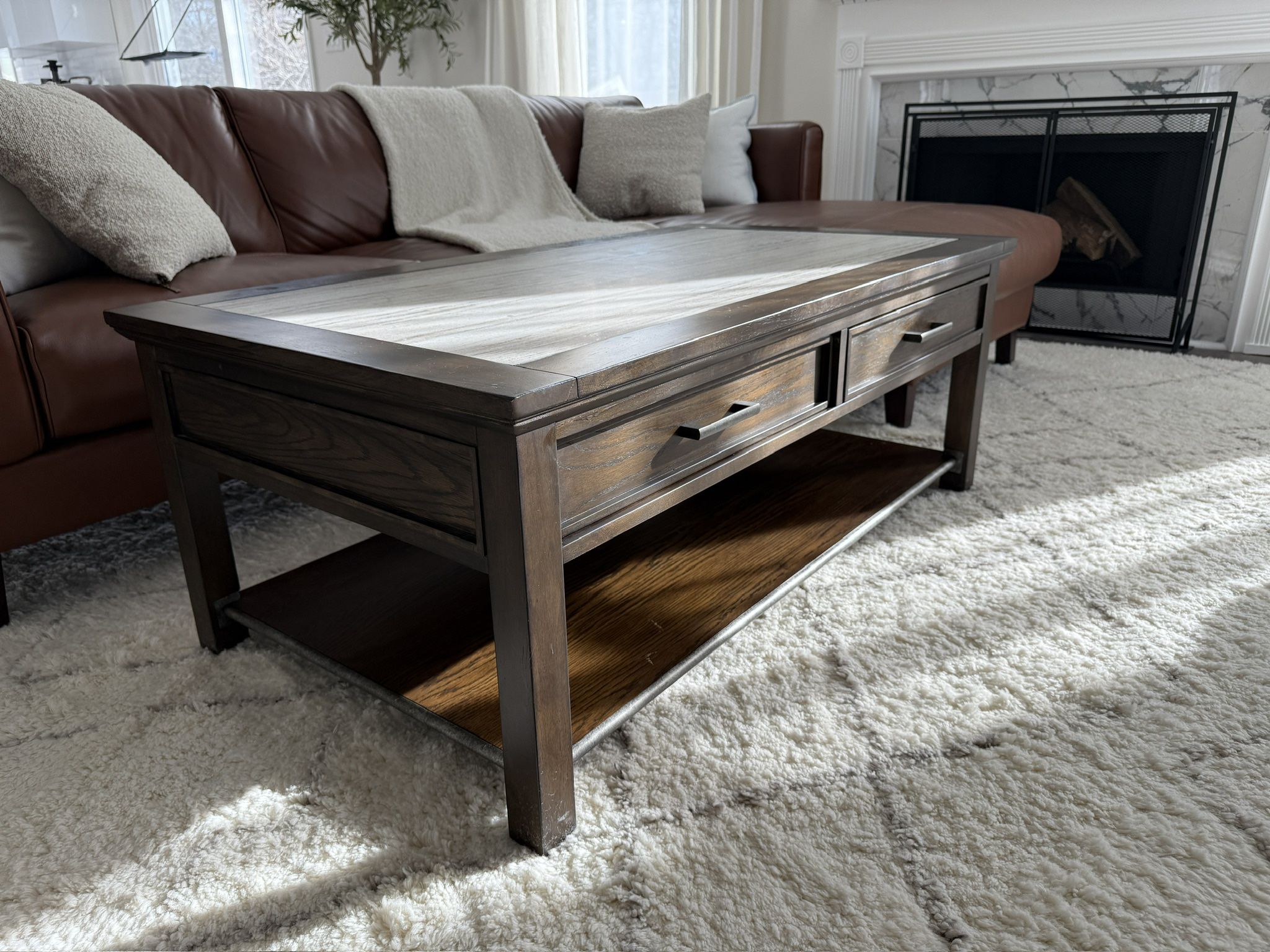 Marble Top Wood Coffee Table (Havertys)