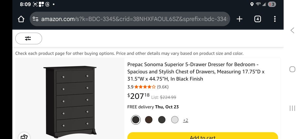Prepac Sonoma Superior 5-drawer Dresser