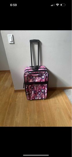 Pink Circle Print Rolling Carry-On Luggage