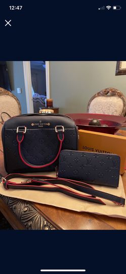 Navy Embossed Leather Set