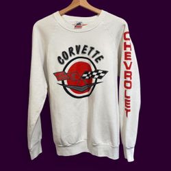 1980s Chevy Corvette White Crewneck