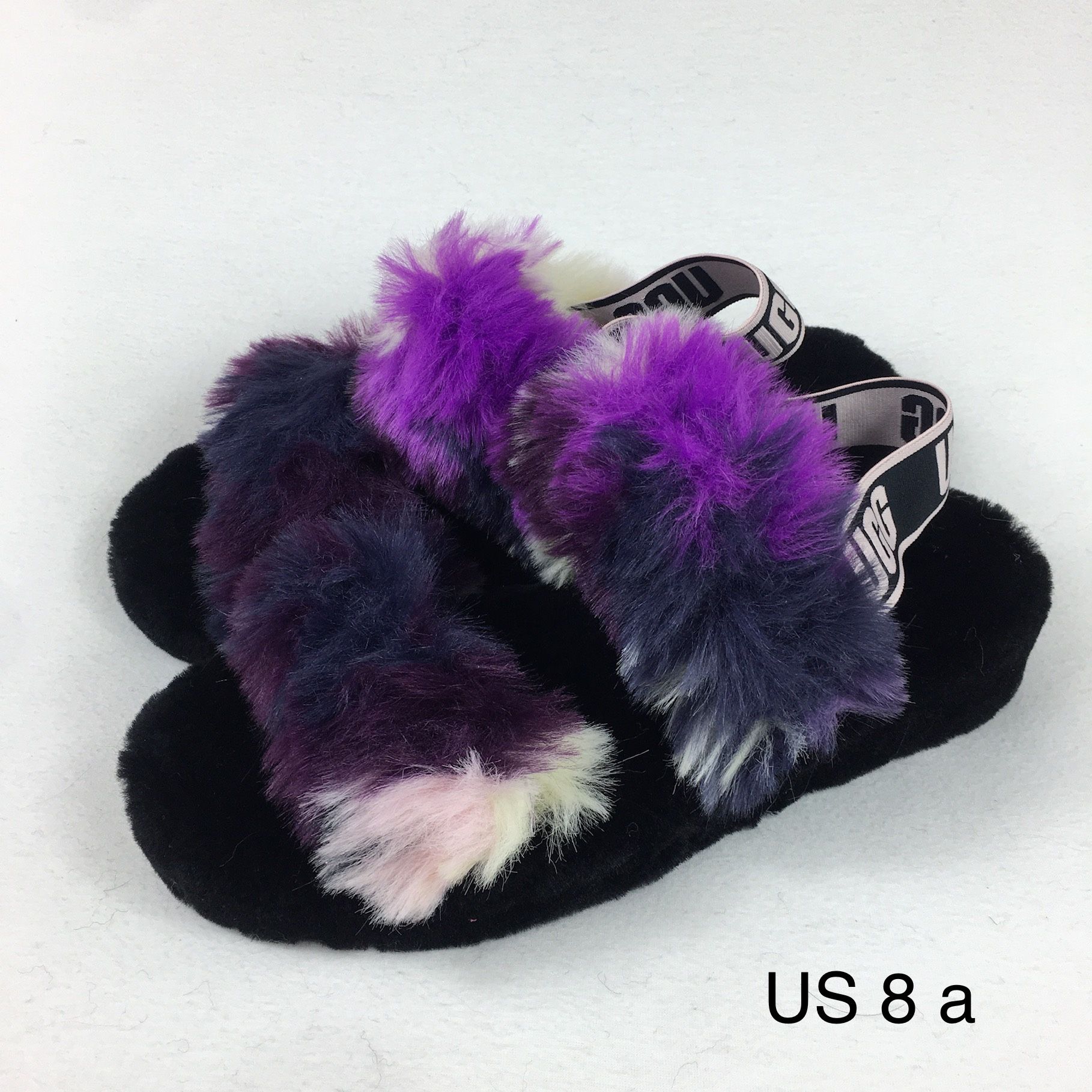 UGG Fluff Yeah Slide Magnolia Slippers Green Purple Tie Dye Size New