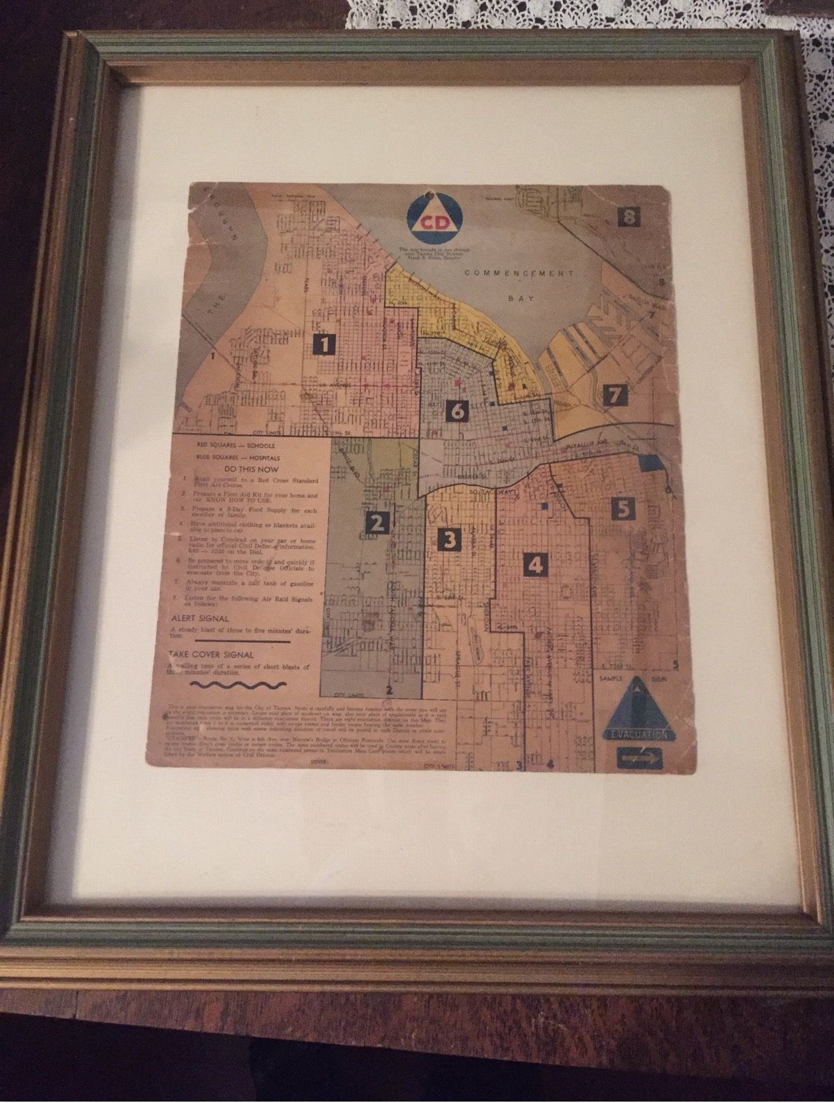 Framed Tacoma Evacuation Map
