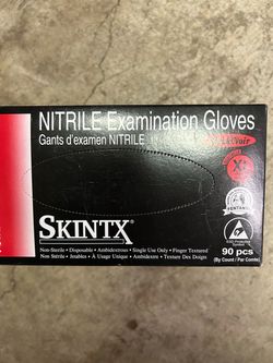 Black latex examination gloves
