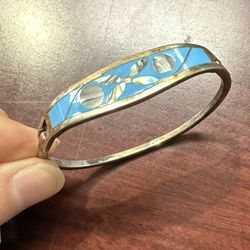 925 Sterling Mexican Blue Enamel Bracelet