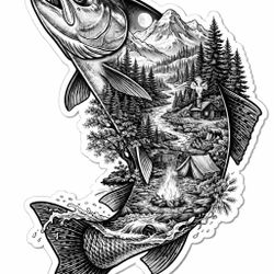 4” Trout Hiking Mountain Camping Sticker Fly fishing Rainbow Brown Brook Decal