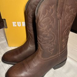 Eurostar Lorenzo Brown Leather Western Work Boots Men’s 10.5 SR0107 Slip Resistant
