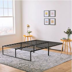 Linenspa 14 Inch Contemporary Metal Platform Bed Frame, Folding, Queen Size No Box Spring Needed, Underbed Storage Space, Easy Assembly, Sturdy Steel 