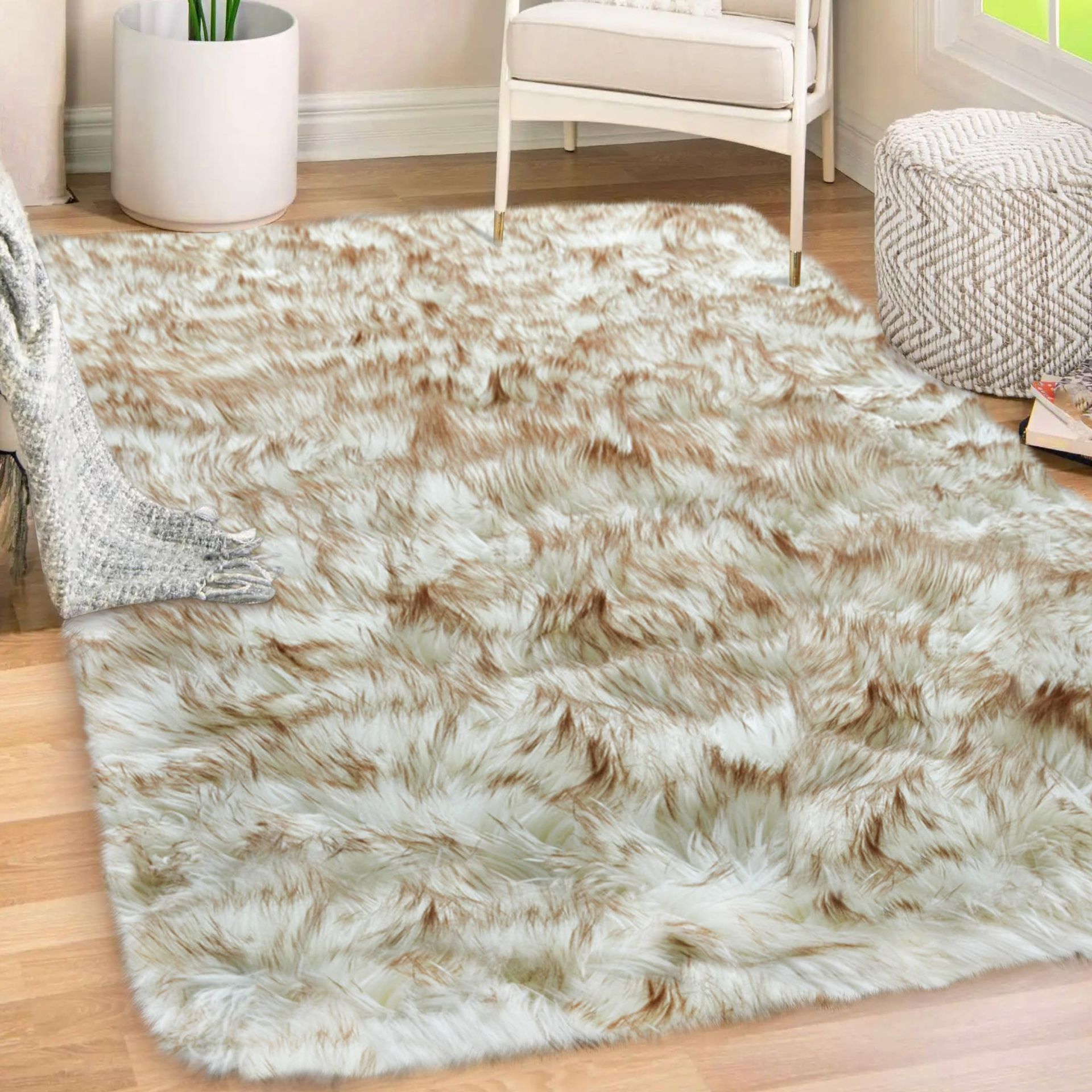 New 40 Each Gorilla Grip Fluffy Faux Fur Rug, 5x7, Machine Washable