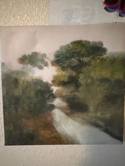 Landscape Canvas Painting with Trees and Path