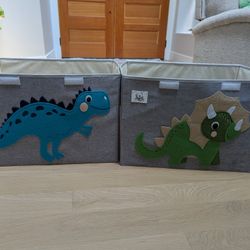 Pair Of Dinosaur Storage Bins
