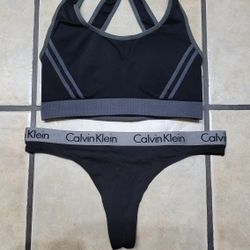 Ladies Gym Set, Calvin Klein Thong Panty And Padded Top/sports Bra