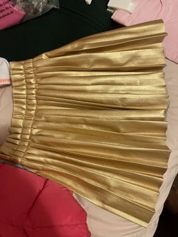 Girls Gold Pleated skirt
