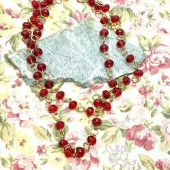 40” Festive Red and Gold Necklace