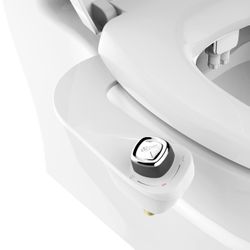 Bio Bidet SlimEdge Bidet Attachment for Toilet, Non Electric, Self Cleaning Dual Nozzles for Front and Rear Cold Water Wash, Adjustable Water Pressure