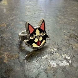 GUCCI BOSCO & ORSO BOSTON TERRIER DOG 925 Sterling Silver Ring - Size 5.5