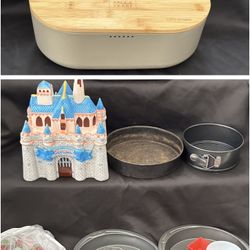 Baking Kitchen lot - cake pans cookie cutters disney cookie jar + more 