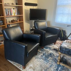 Black Leather Luxury Armchairs