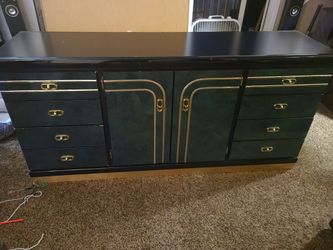 Black & Emerald Green Dresser w/Cabinet