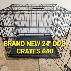 New 24" Dog Crate 2 Door Cat Cage With Black Bottom Tray Foldable Puppy Kennel Add A Bed $10-$15 New!  Jaula De Mascota 4th Of July Anxiety Pet Cage