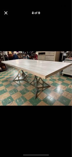 NEW! 36” x 84” White Oak Table w/ Custom Welded Steel Frame