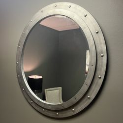 Large 37’ Round Industrial Metal Wall Mirror