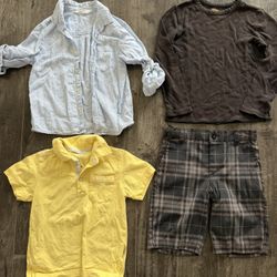 Boys Size 5 Clothing (long Sleeve Is Linen Blend) $15 Hole In Black Top As Photo Charging For Shorts And Long Sleeve Only Other Two Free 