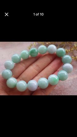 Elegant Apple green Certificate Jadeite jade Wealth and Safety 13mm beads Bracelet bangle 7inches 7.5inches