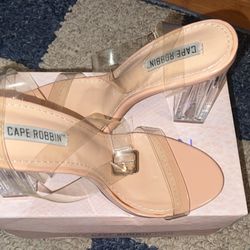 Beige Chunky Heels 6.5