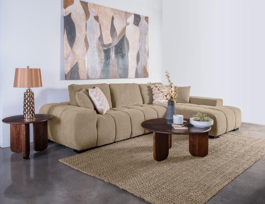NEW Octavia Upholstered Sectional Chaise Sofa in Camel