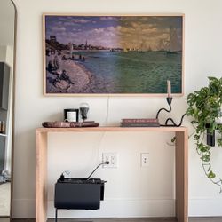 Solid White Oak Custom Made Console with Waterfall Edge