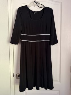 AB Studio Dress — Black White Stripe Waist, Size XL, Pre-Owned