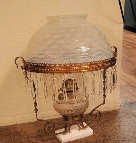 Beautiful Light Blue Hobnail Lamp For Sale