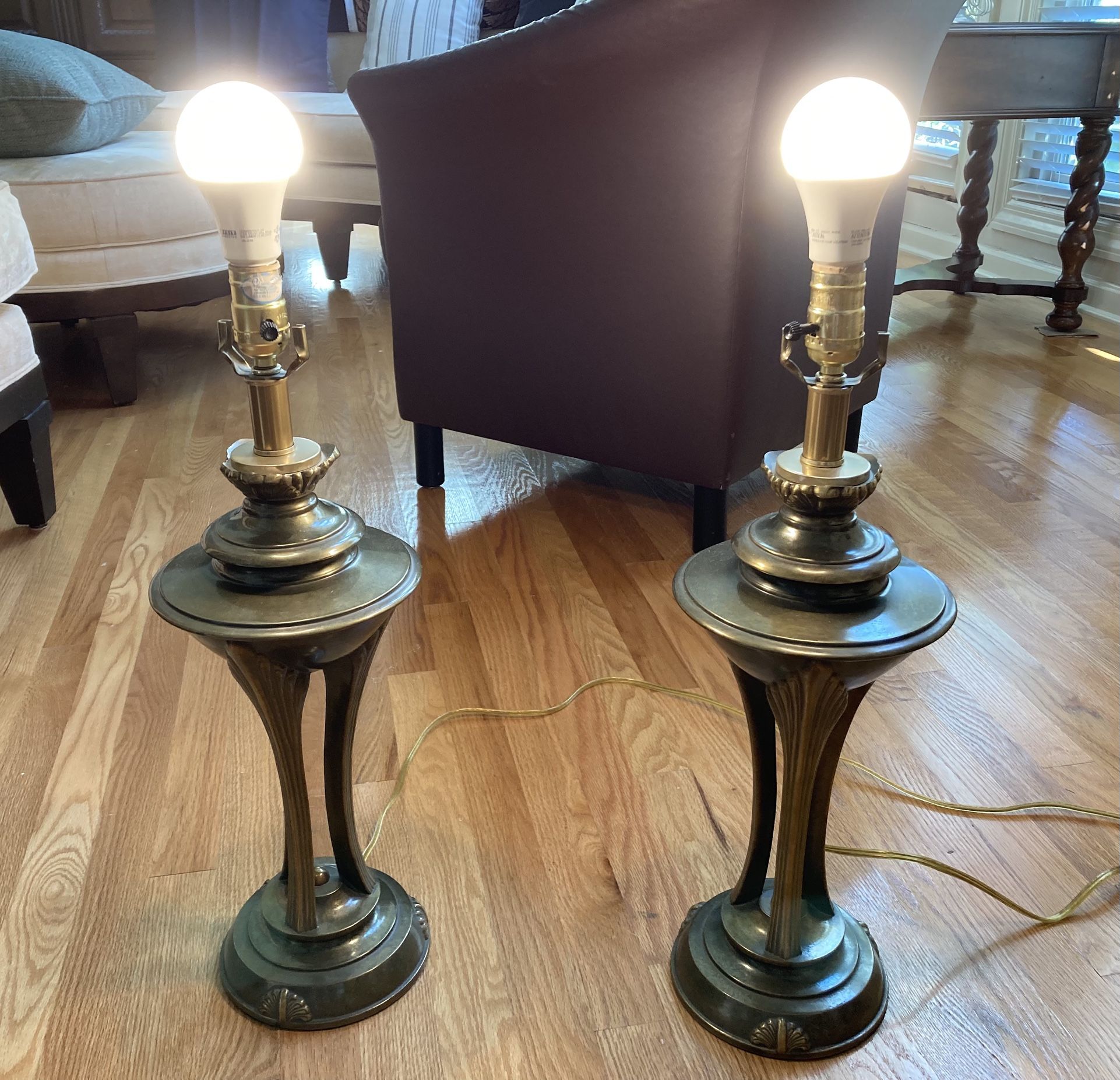 Set of 2 Solid Brass Table Lamps by Excelsior - $45 for Both