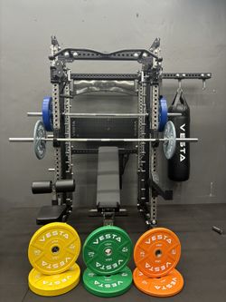 Vesta Fitness Half Rack w Smith Machine | 200lb Weight Stacks