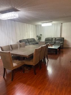 Dining set _ extendable table for 8-10 plus 8 chairs