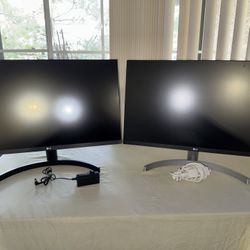 2 LG 27 Inch Full HD IPS LED Monitors w/Radeon FreeSync 1 x D-Sub & & Dual HDMI Ports