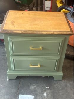 Sage Green Refurbished Two-Drawer Nightstand
