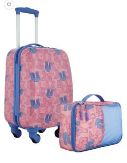 Wrangler Cowgirl Kid's 2 Piece Hard Side 4-Wheel Rolling Carryon Luggage