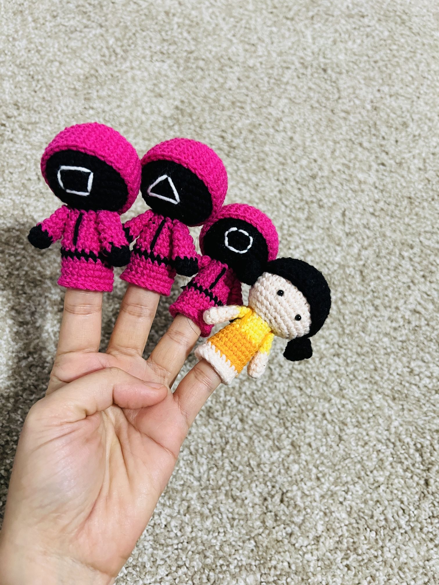 Set 4 Finger Puppets | Crochet Amigurumi | Squid Game