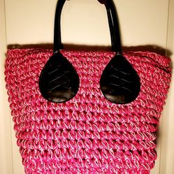 Pink Straw Summer Tote 