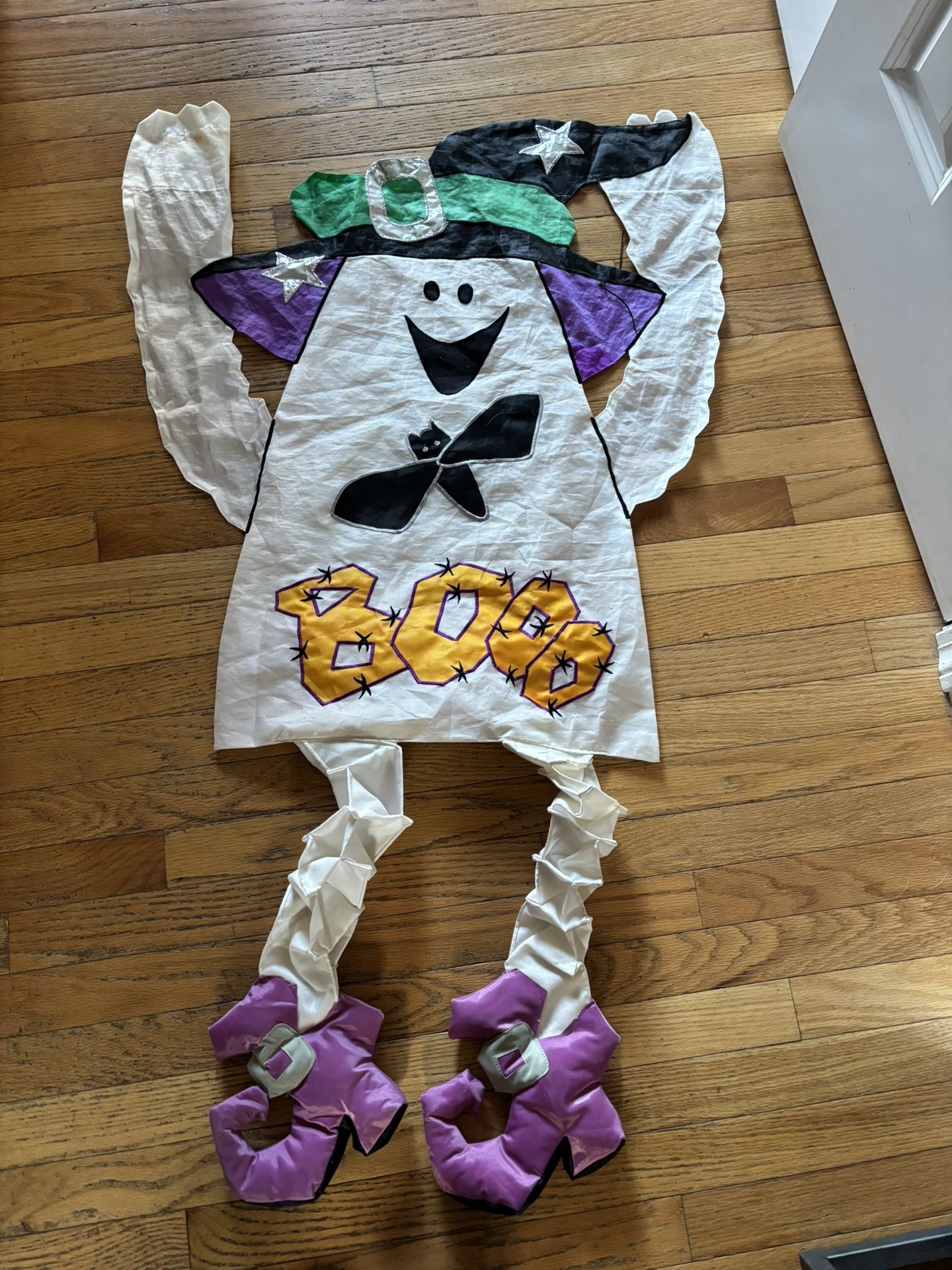 Rare Vintage Yard Flag Ghost Halloween Yard Decoration 47”X 27” Flag Dangle Legs