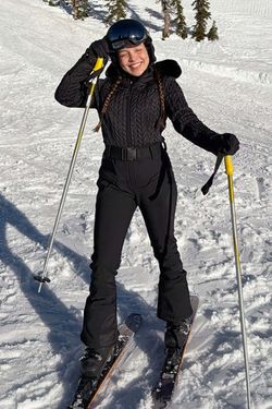 Women's Black Full Shirred Design One-Piece Ski Suit