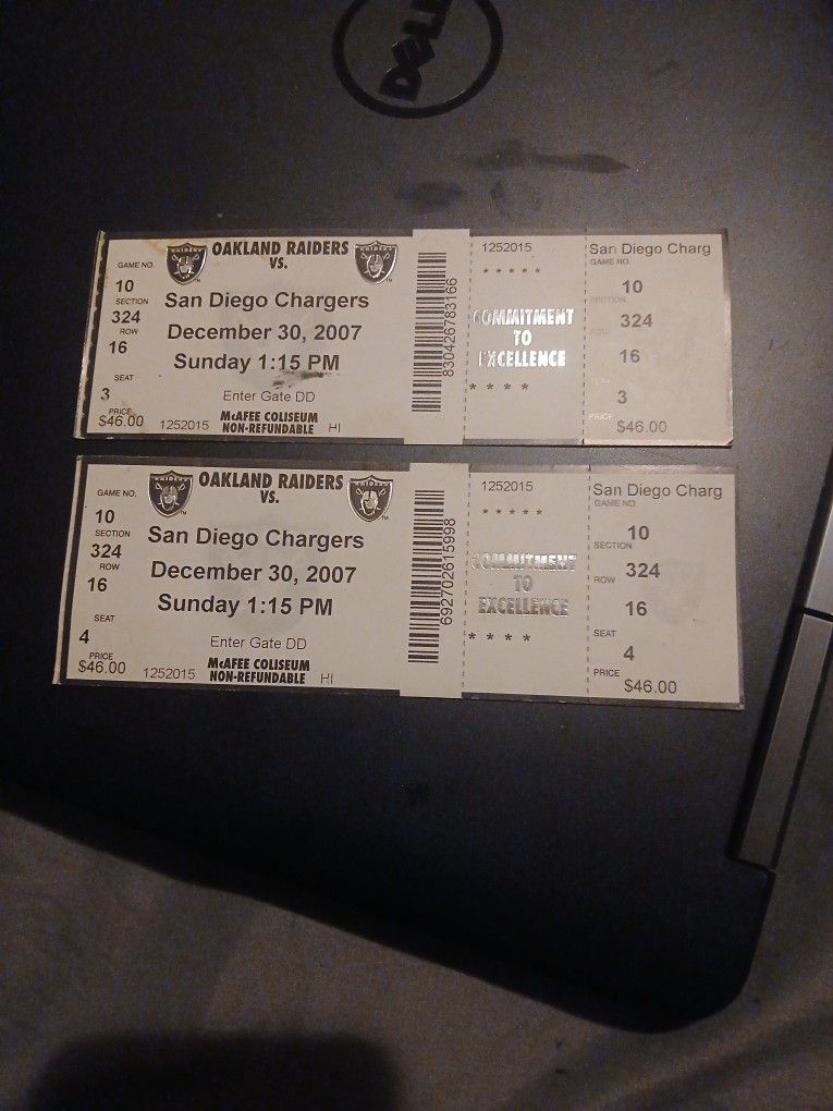 Vintage Oakland Raiders Tickets