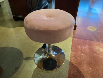 Plush Pink Stool with Chrome Base