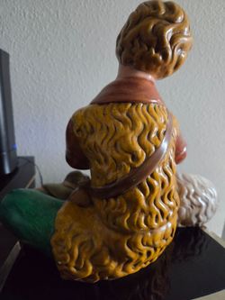Ceramic Shepherd Figurine with Sheep