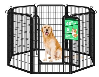 40x27 Tall 8-Panel Black Metal Dog Playpen / dog playpen / metal dog playpen