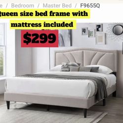 Queen Size Bed frame With Pillow Top Mattress Included 