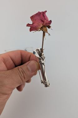 🌹✨Vintage Sterling Silver Posy Holder / Lapel Flower Pin (.925) 🌹