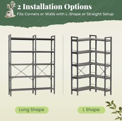 5 Tier L-Shape Corner or Straight Book Shelf